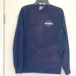 Navy Discolored Savannah Georgia Long Sleeve TShirt Size S​​